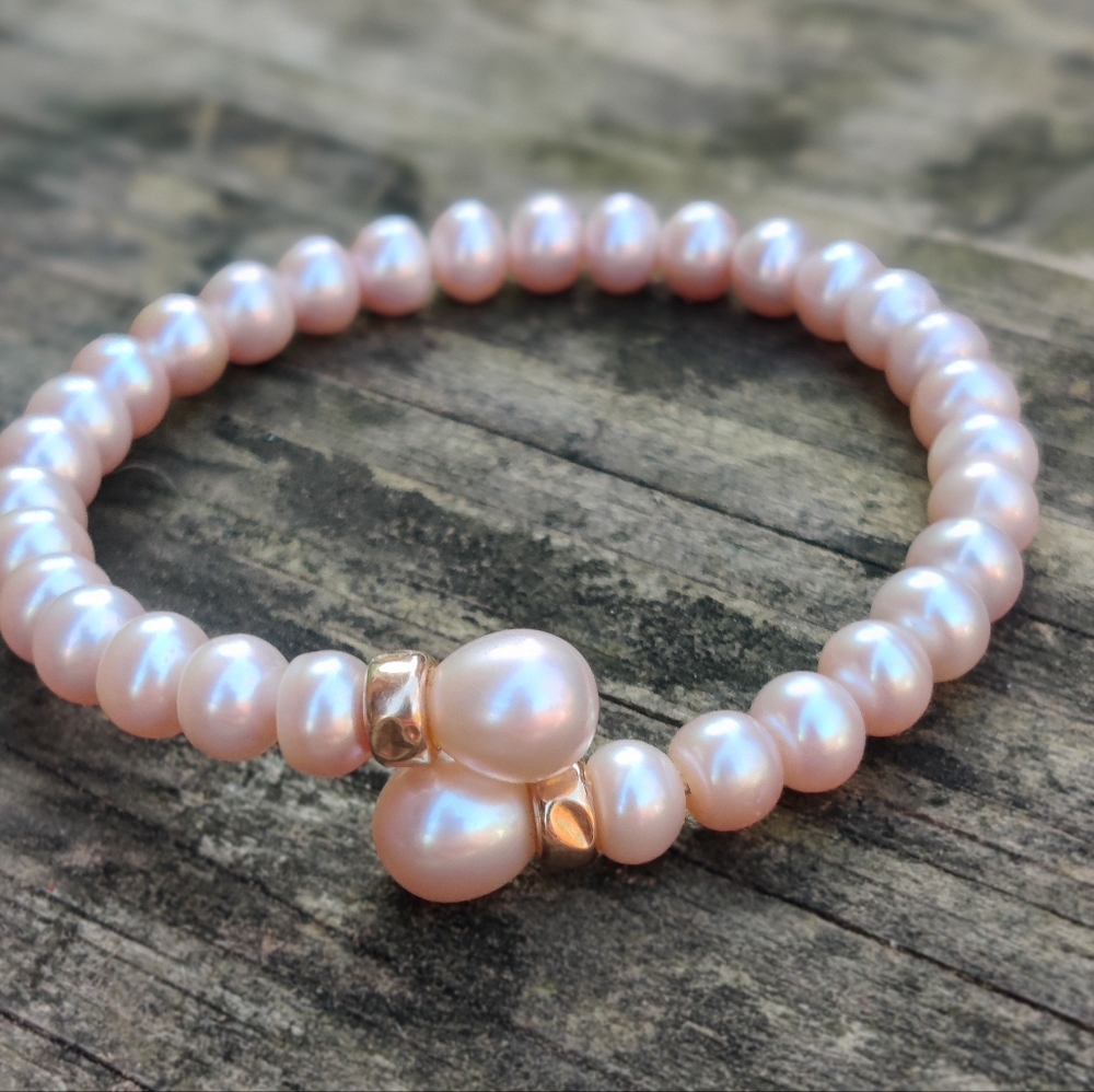 14k Pink Cultured Pearl Bracelet - Picture 4 of 8
